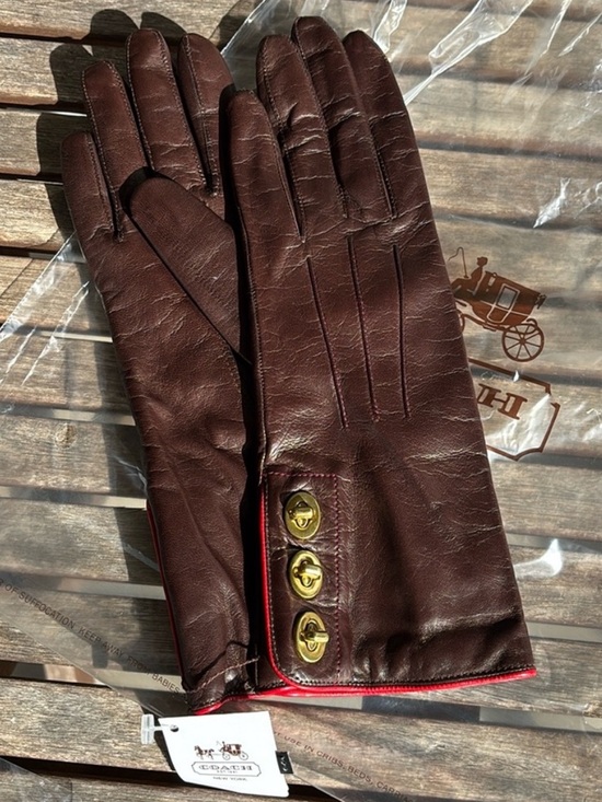 Coach Accessories - Authentic Coach Leather Gloves with Gold Buttons